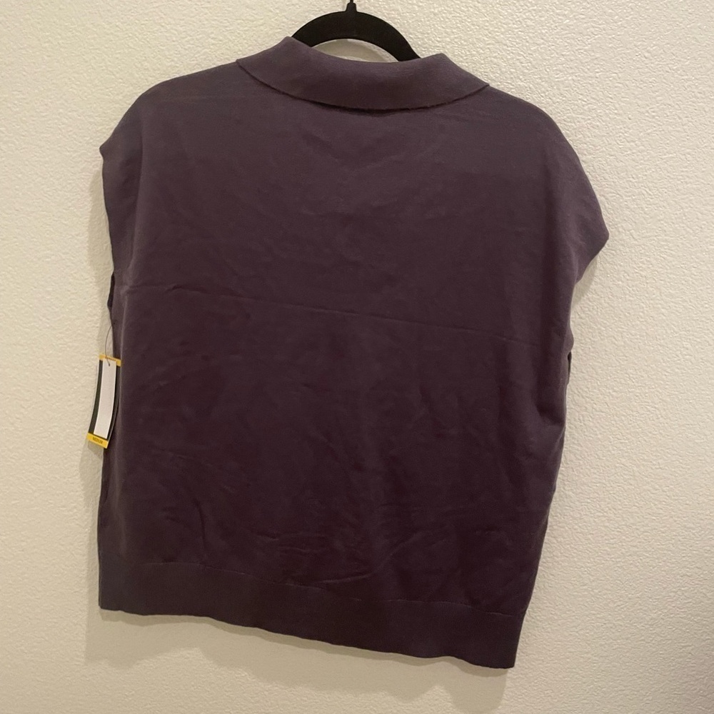 NWT DKNY Ladies Sleeveless Collared Sweater Grey Size M - Picture 5 of 10
